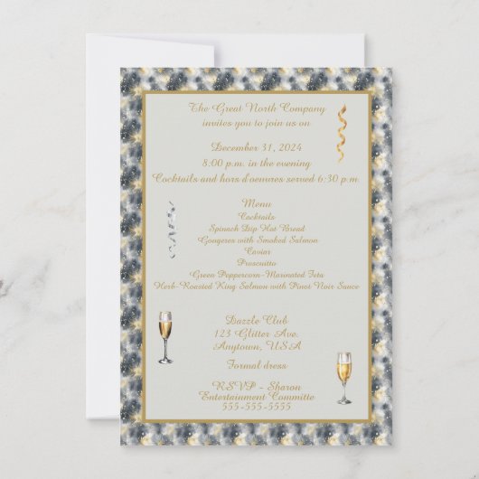 Oproep voor oudejaarsuitnodiging kaart (Achterkant)