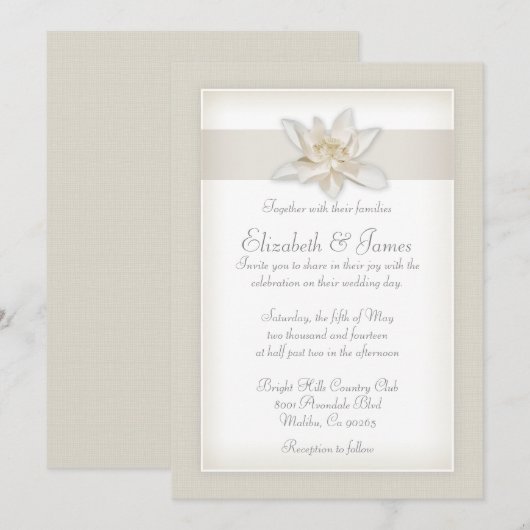 Oproepen van ivoren bruiloft kaart (Voorkant / Achterkant)