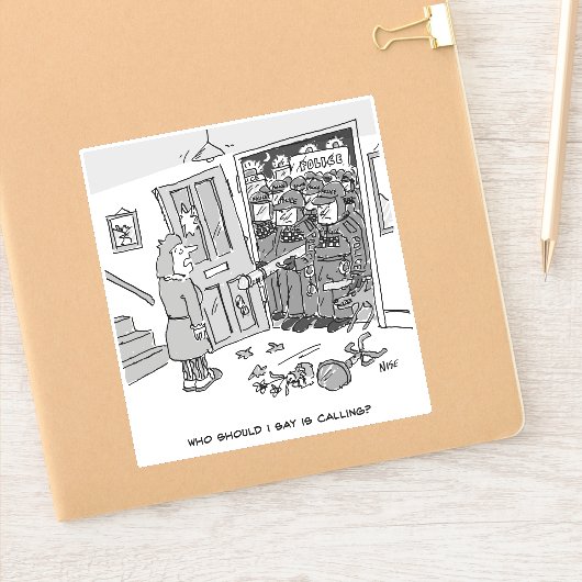 Oproerpolitie valt een woning binnen - Grappige po Sticker (Notitieboek)