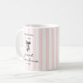 Oprolmoeder mok met roze strik cadeau (Voorkant links)
