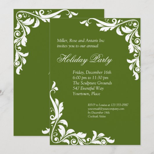 Opruiende Emerald Corporate Holiday Party Kaart (Voorkant / Achterkant)