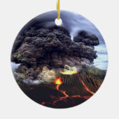 Opruiende vulkaan in de bergen keramisch ornament (Achterkant)