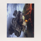 Opruiende vulkaan in de bergen legpuzzel (Verticaal)