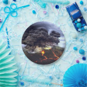 Opruiende vulkaan in de bergen papieren bordje (Feest)