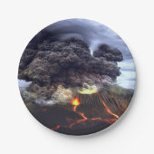 Opruiende vulkaan in de bergen papieren bordje (Voorkant)