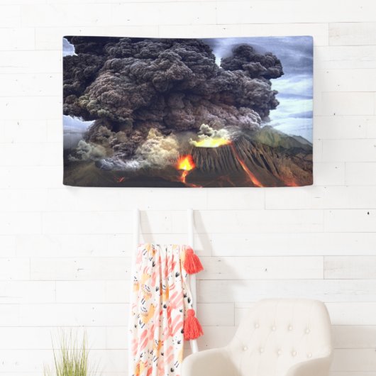Opruiende vulkaan in de bergen spandoek (Insitu)