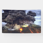 Opruiende vulkaan in de bergen spandoek (Horizontaal)