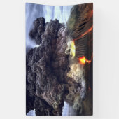 Opruiende vulkaan in de bergen spandoek (Verticaal)