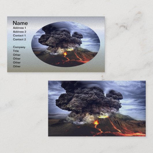 Opruiende vulkaan in de bergen visitekaartje (Voorkant / Achterkant)