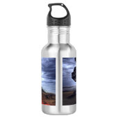 Opruiende vulkaan in de bergen waterfles  (Achterkant)