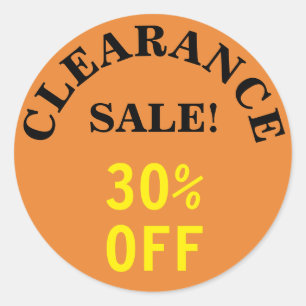 "OPRUIMING SALE!" "30% OFF" Ronde Sticker