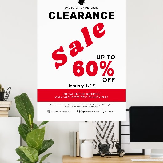 Opruiming Verkoop Winkel Zakelijk Korting Poster (Thuiskantoor)