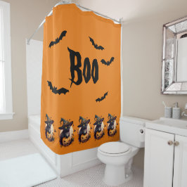 opschepperij | Scary Black Cat en Jack-o-Lantern S Douchegordijn