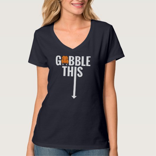 Opschrokken deze Turkije Grappige Thanksgiving T-shirt (Voorkant)