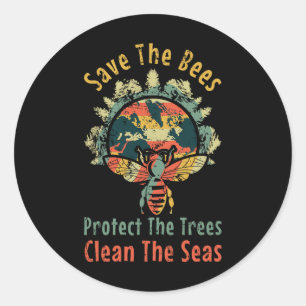 Opslaan Bijen Schoon Zee Opslaan Natuur Oceanen Da Ronde Sticker