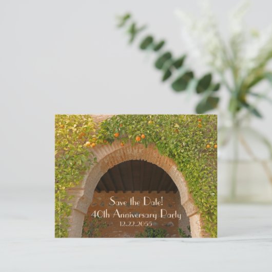Opslaan Datum 40th Wedding Jubileum Aankondiging (Staand voorkant)