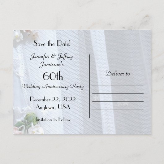 Opslaan Datum 60e bruiloft Jubileum Aankondiging (Achterkant)