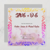 Opslaan Datum Bruiloft Professioneel Bloemen Patro Save The Date (Voorkant / Achterkant)