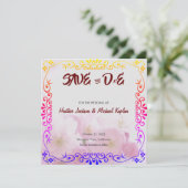 Opslaan Datum Bruiloft Professioneel Bloemen Patro Save The Date (Staand voorkant)