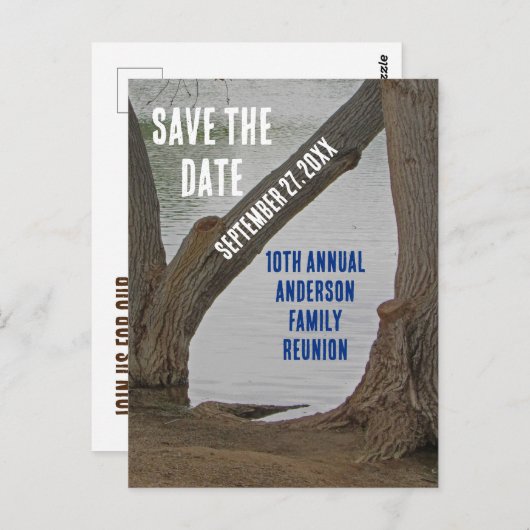 Opslaan Datum Familie Reünie Rustieke Lakehouse Va Briefkaart (Voorkant / Achterkant)