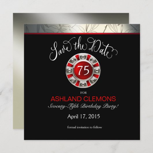 Opslaan Datum Las Vegas Art Deco | zilverzwart Save The Date (Voorkant / Achterkant)