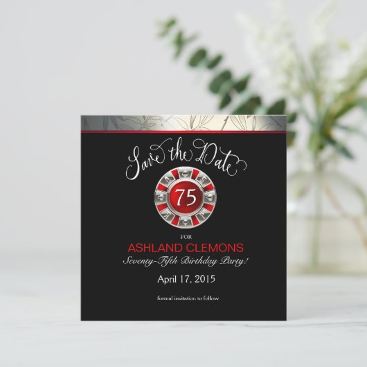 Opslaan Datum Las Vegas Art Deco | zilverzwart Save The Date (Staand voorkant)