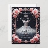 Opslaan Datum/ Reserveer Spaans Quinceañera Rosas Aankondigingskaart (Voorkant / Achterkant)