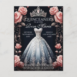 Opslaan Datum/ Reserveer Spaans Quinceañera Rosas Aankondigingskaart