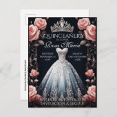 Opslaan Datum/ Reserveer Spaans Quinceañera Rosas Aankondigingskaart (Voorkant / Achterkant)