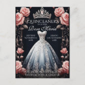 Opslaan Datum/ Reserveer Spaans Quinceañera Rosas Aankondigingskaart (Voorkant)