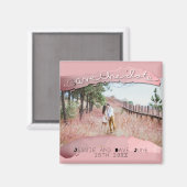 Opslaan-de-datum Aangepaste foto Roze penselen Magneet (Voorkant / Achterkant)