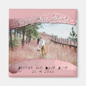 Opslaan-de-datum Aangepaste foto Roze penselen Magneet (Voorkant)