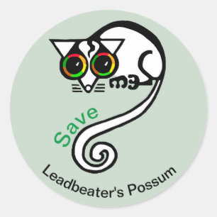 Opslaan Leadbeater's POSSUM - Marsupial - Wildlife Ronde Sticker