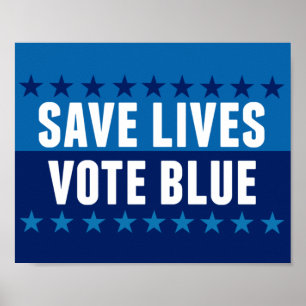 Opslaan levens stemmen Blauw Poster