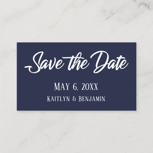 Opslaan van datum- en huwelijksdetails bij marine visitekaartje (Voorkant)