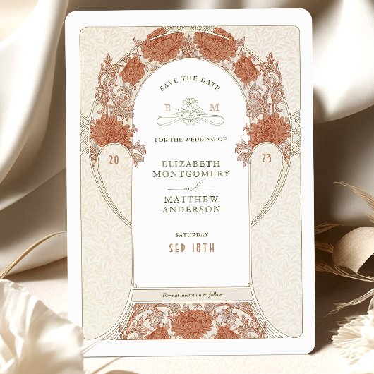 Opslaan van de datum Art Nouveau William Morris In Kaart