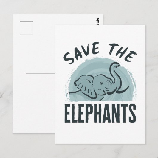 Opslaan van de ellephants-natuuractiviste Elephant Briefkaart (Voorkant / Achterkant)
