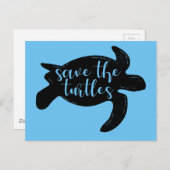 Opslaan van de "Turtles Cute Blue Animal Activist" Briefkaart (Voorkant / Achterkant)