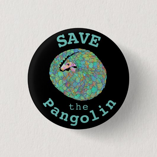 Opslaan van het gewalste pangoline ronde button 3,2 cm (Voorkant)