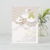 Opslag in het Baby shower wolken - groen Kaart (Staand voorkant)