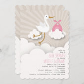 Opslag in het Baby shower wolken - Roze Kaart (Voorkant / Achterkant)