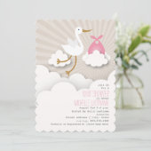 Opslag in het Baby shower wolken - Roze Kaart (Staand voorkant)