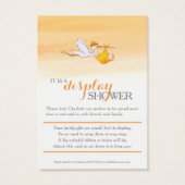 Opslag met baby oranje douchekaarten visitekaartje (Achterkant)