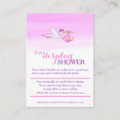 Opslag met roze douchekaarten voor babymeisjes informatiekaartje (Achterkant)