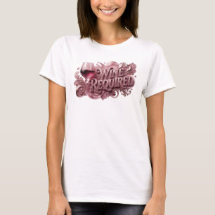 Opslag Rode WIJN VERPLICHT Tekst Design T-shirt