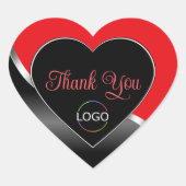 Opslag Rode Zwarte Golvende Zilveren Logo Schattig Hart Sticker (Voorkant)
