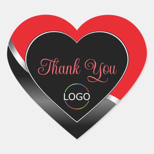 Opslag Rode Zwarte Golvende Zilveren Logo Schattig Hart Sticker (Voorkant)