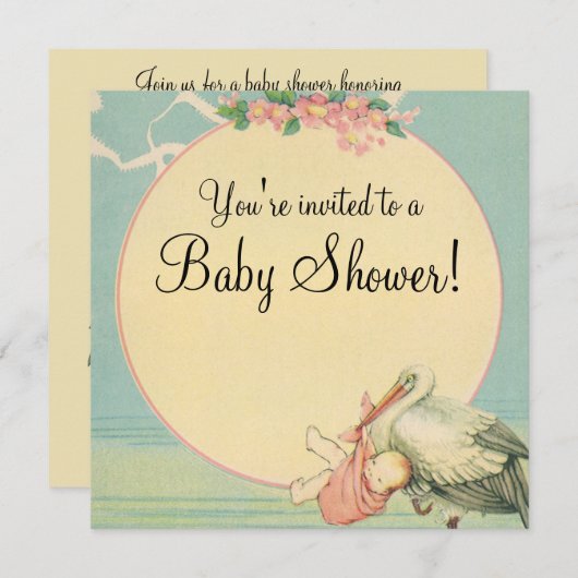 Opslag Roze Baby shower Uitnodiging (Voorkant / Achterkant)