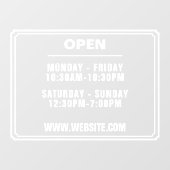 Opslag uren van verrichting Website Transparant Raamsticker (Vel)