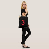 Opslag zwart en rood "3" ontwerp tote bag (Op model)
